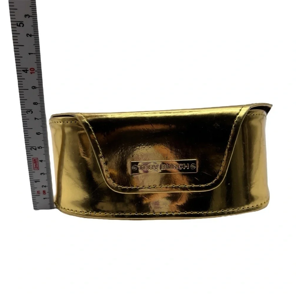 Tory Burch Gold Glasses Case with Sleek Minimalist Design